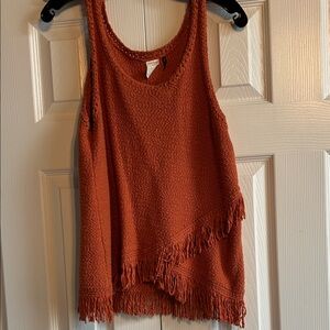 Anthropologie Terracotta Fringed Tank Top